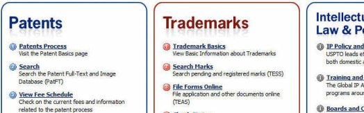 image of uspto.gov home page